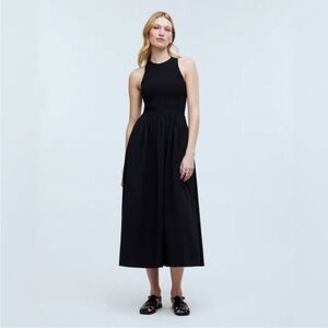 Madewell NWT Melody Smocked Midi Dress Size XS in True Black